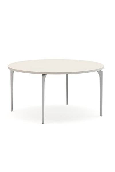 Bürotime Arte Sehpa, Softpan, Yuvarlak, Beyaz & Gri