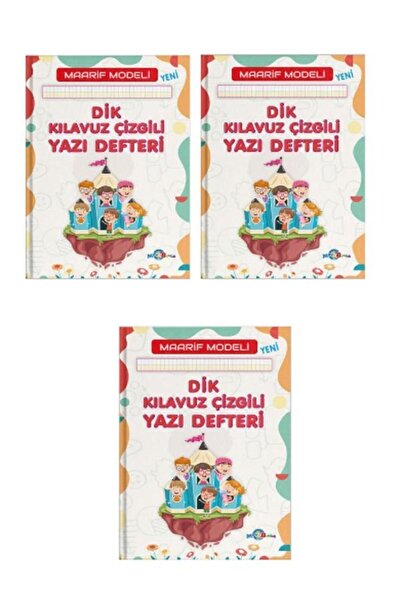 Mavi Boncuk Bloc de scris cu linie de ghidare verticală model Maarif nou - 3 bucăți (mare)