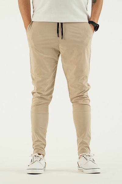 Souris Ανδρικό παντελόνι Jogger με στενό ύφασμα με ελαστικό ύφασμα Lycra χρώματος πέτρας