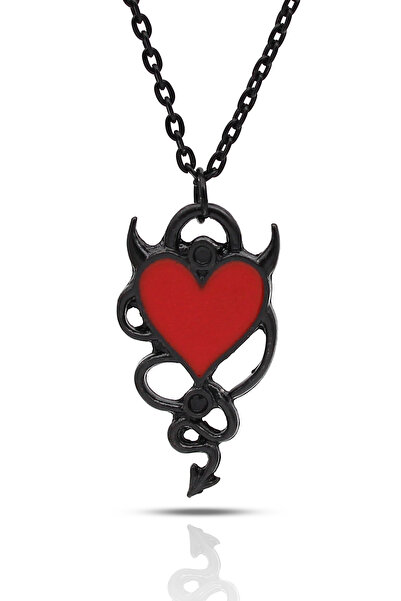 kolbi قلادة على شكل قلب ثعبان الشيطان على الطراز القوطي - باللون الأسود مع سل...