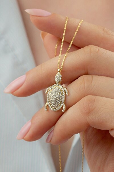 Silvano Jewelry 925 Ayar Gümüş Gold Kaplumbağa Kolye