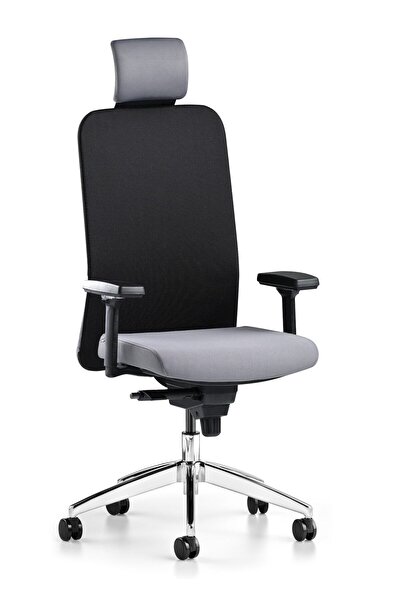 Bürotime 3d Kol Krom Ayak Siyah Antrasit Comfy Başlıklı Çalışma Koltuğu