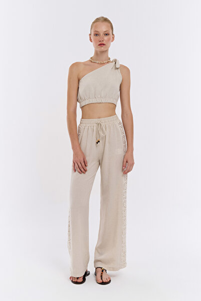 Quzu Φυσική λινή μπλούζα με έναν ώμο