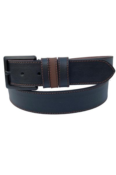 Süzer Deri Black Faux Leather Stitched 4 Cm Sports Belt - 7000-109-22y