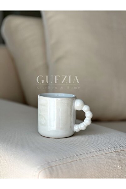 GUEZIA Pearl Boncuk Mug | El Yapımı Seramik Bardak Kupa | 300 ml | 1 Adet