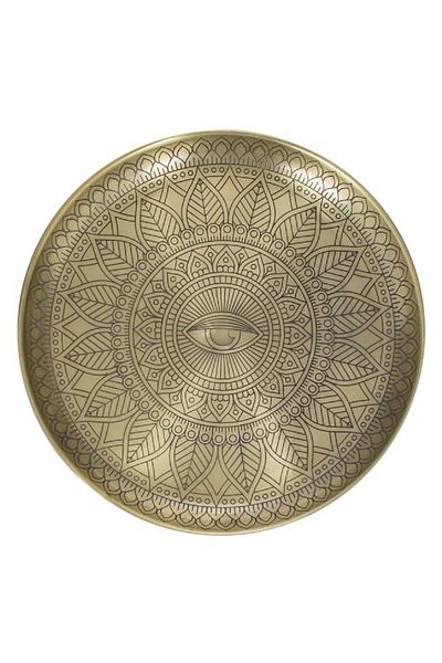 VonaHome Gold Color Mandala Design - Decorative Metal Plate Mat, Ø40Cm