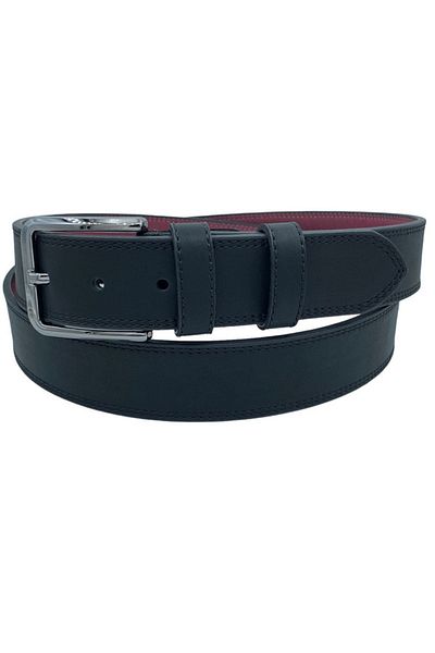 Süzer Deri 4 cmBattal Classic Faux Leather Stitched Model Belt Black