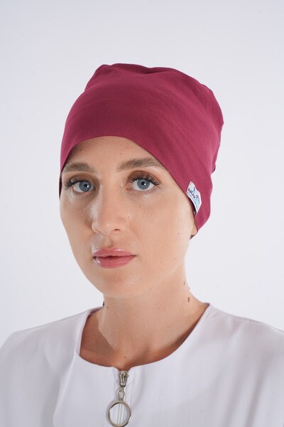 Nur Medikal Giyim Düz Bordo Tesettür Doktor Hemşire Hastane Aşçı Cerrahi Bone