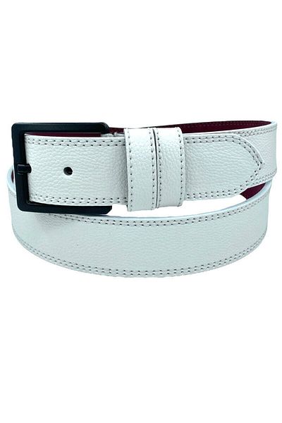 Süzer Deri * 4 cmSports Faux Leather Stitched Model Belt White