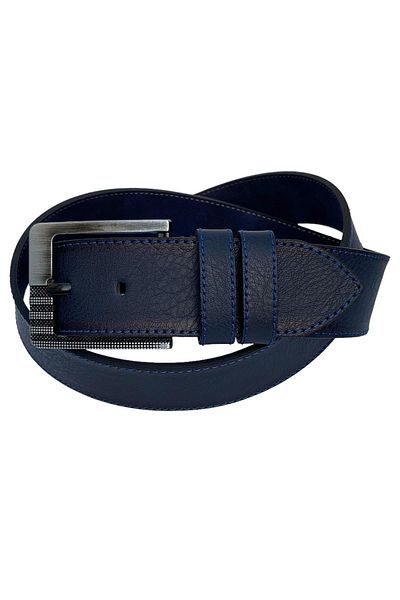 Süzer Deri 4.5 cmSports Faux Leather Blue Stitched Men's Belt Navy Blue