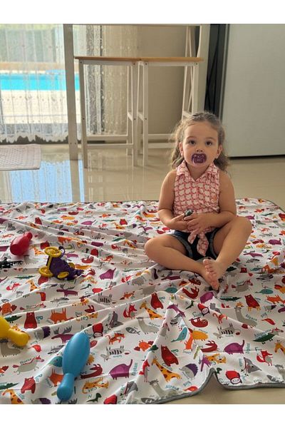 Aşkın Parti Evi Zoo 149x150cm Față de masă impermeabilă pentru podea/masă - Covoraș de picnic pentru activități, mese și jocuri