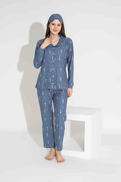 MEBA Set de pijamale de sezon din piele intoarsa cu nasturi in fata pentru femeie mama-fiica (COMBINE YOU DO IT YOURSELF)