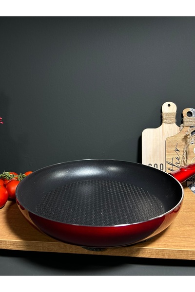 BENA LİFE مقلاة سيراميك حمراء مقاس 30 سم