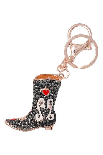 Dünyadan Hediyeler Black Crystal Stone Women's Boots - Keychain No.2