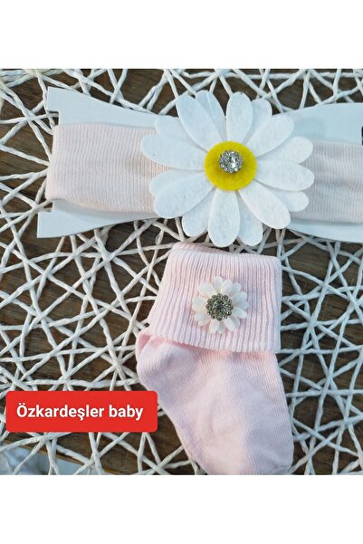 ÖZKARDEŞLER BABY Baby Curling Set and Bandana Socks with Daisies