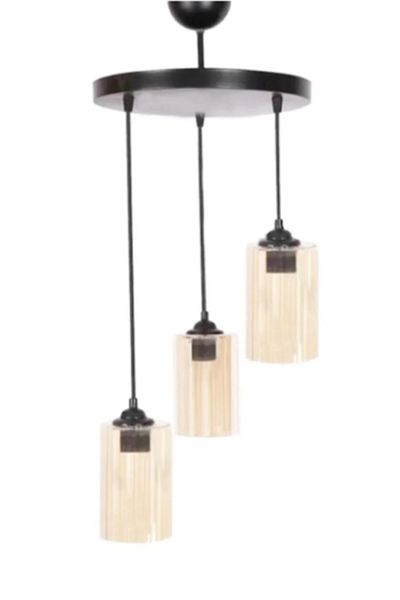 retro home design Roller Modern 3-Piece Honey Mica Glass Kitchen Hall Pendant Lamp Chandelier Living Room Kitchen Living Room