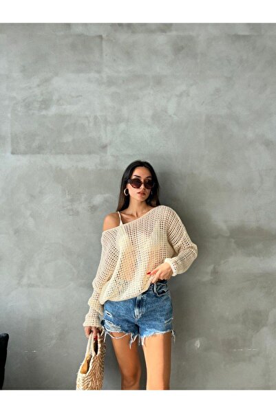 De Pose Ажурна трикотажна оверсайз осіння блуза-светр