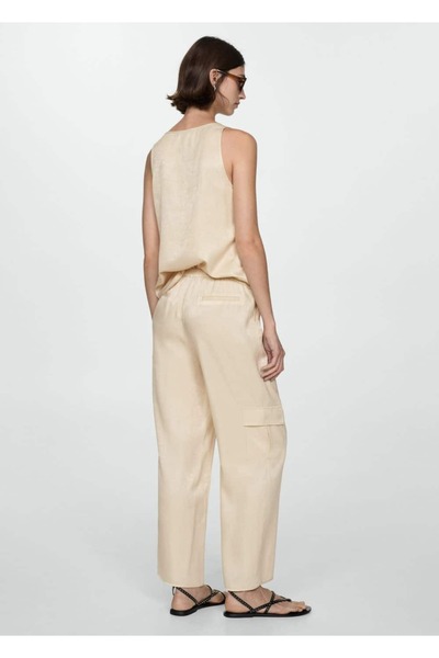 MANGO Woman Kargo cepli düz pantolon