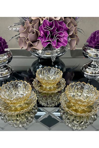 ALMARANDİ 12 Piece Gold Snack Bowl Set for 6 People