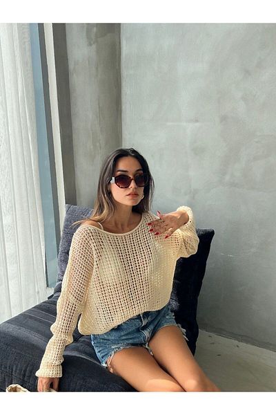 De Pose Openwork Knitwear Oversize Autumn Blouse Sweater