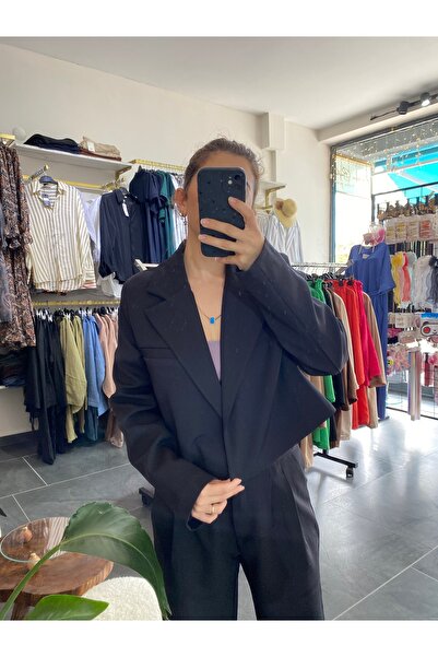 karpuzbutiks Office Wear Siyah Kısa Blazer Ceket