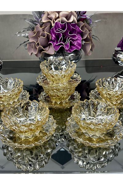 ALMARANDİ 12 Piece Gold Snack Bowl Set for 6 People