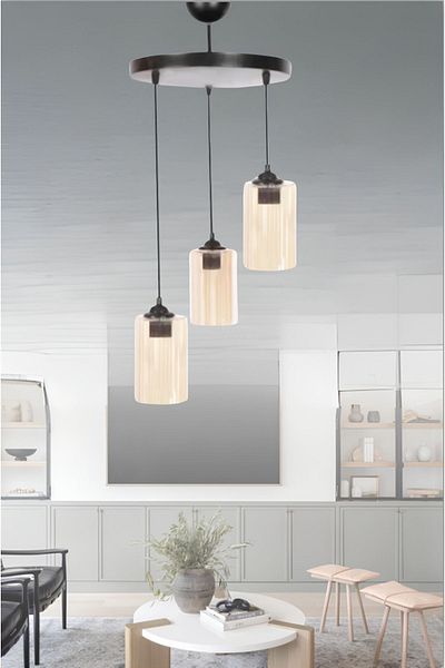 retro home design Roller Modern 3-Piece Honey Mica Glass Kitchen Hall Pendant Lamp Chandelier Living Room Kitchen Living Room