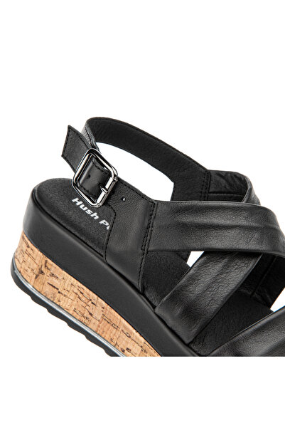 Hush Puppies Mmasi ( 624234 ) - Black Women's Sandals with Anatomical Sole and Banded Buckle
