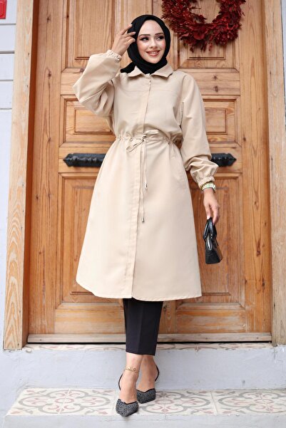 Genel Markalar Gizli Patlı Trençkot  Bej 4430