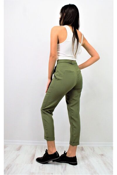 Pasaklı Giyim Жіночі штани з кишенями, подвійними штанинами, вузьким кроєм і плісированими штанинами 3173220