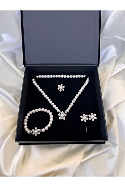 Serenora Nergis Çiçeği Gümüş İnci Takı Seti