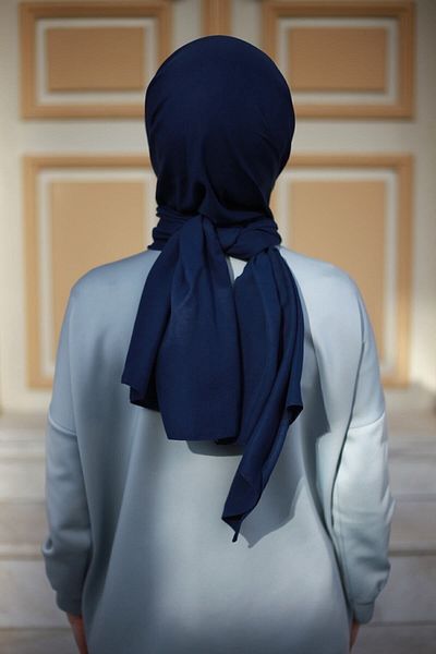 Mode Scarf Hijab Cotton Crash Navy Blue Shall