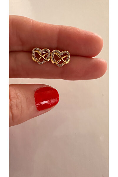 Lines Bijuteri Işıltılı Sonsuz Kalp Çivi Küpeler