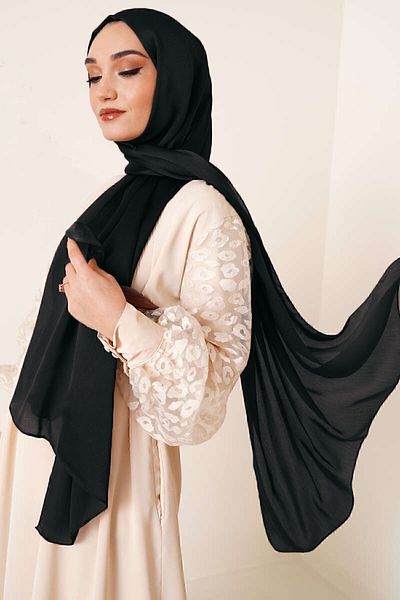 Octopus Γυαλιστερό σατέν με υφή Kutaycollection Hijab βραδινό φόρεμα σιφόν σάλι.
