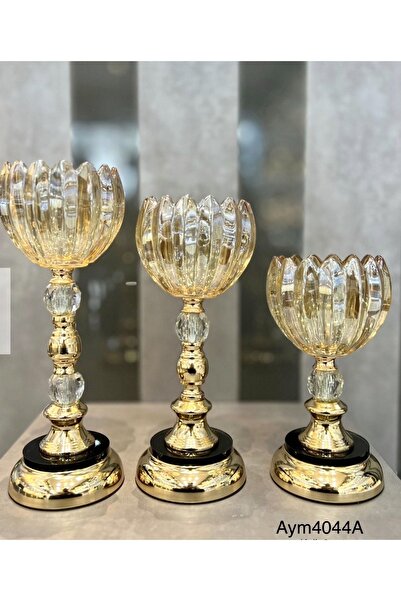 AYMET HEDİYELİK Metal 3 lü Şamdan