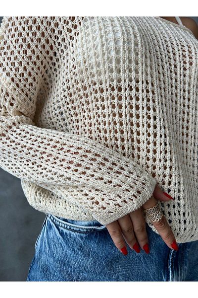 De Pose Openwork Knitwear Oversize Autumn Blouse Sweater