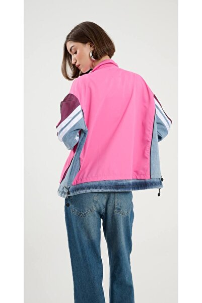 İLKCET MODA Women's Jacket - Mesh Detailed Stripe