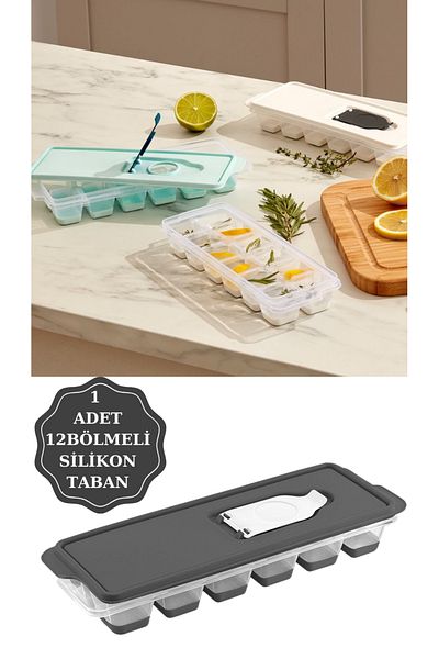 PONÇİK STORE 12 Compartment Lid Silicone Based Practical Freezer - Push Extraction