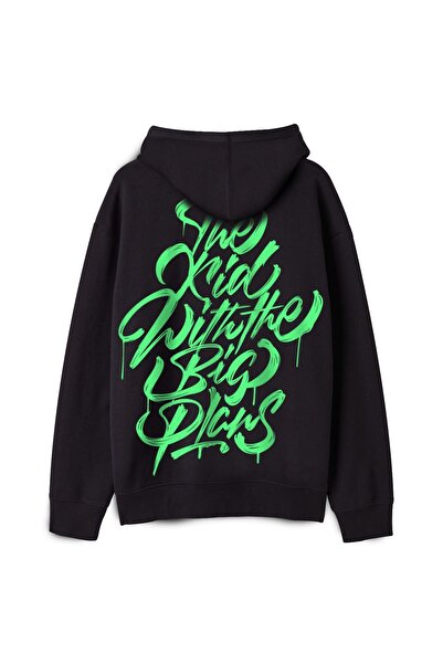 Ghedto Unisex Big Plan Oversize Hooded Hoodie Μαύρο