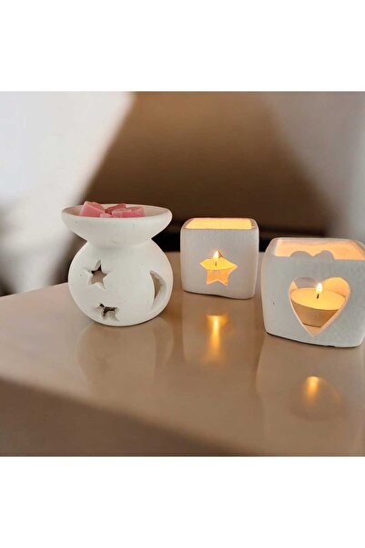 M&C Concept Kalp ve Yıldız Desen Dekoratif Tealightlık-Buhurdanlık Set