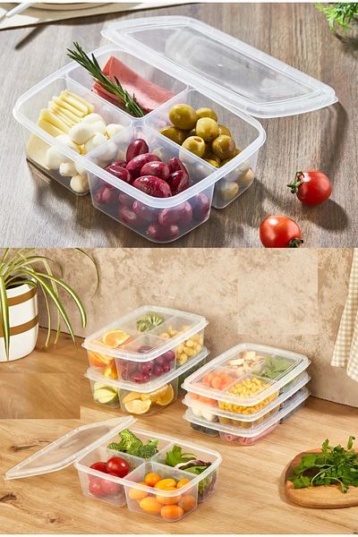 YUNHAT 4 Compartment Diet Storage Set - Meal Breakfast and Picnic Nutrition Microwave