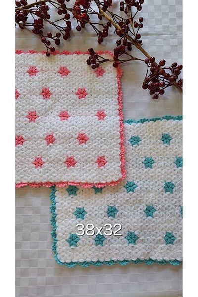 SOUL BY A&B Pink Blue Hand-Knitted Bath Washcloth - 2-Piece Bath Washcloth, Mother and Father Dowry Soft