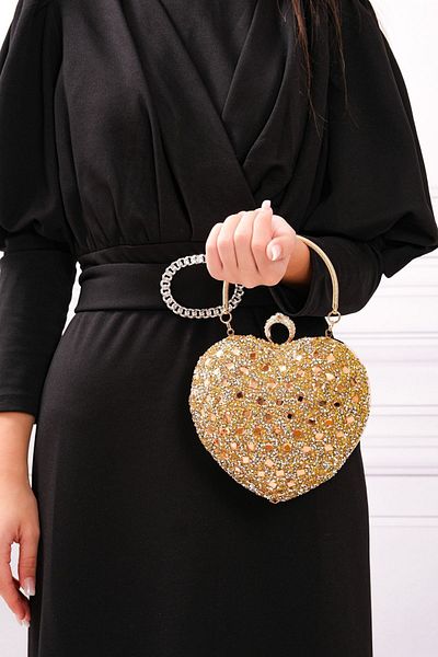 ROZA CANTA Γυναικεία βραδινή τσάντα φόρεμα Heart Stone Gold