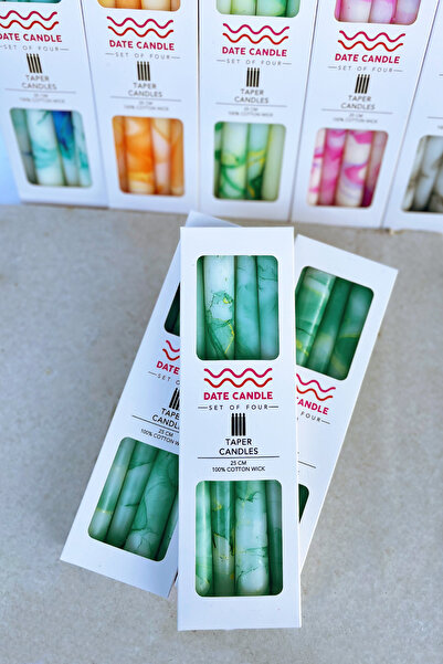 SANAT SEPET İŞLERİ Date Candle El Yapımı Mermer Desenli Şamdan Mum