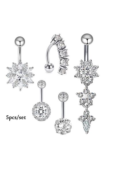 AyçaSilver مجموعة من 5 ثقب البطن