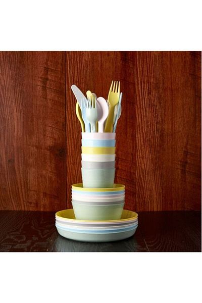 IKEA 18 Piece Children's Plastic Fork-Knife-Spoon Set - Meridyendukkan Pasten, Tone Colors
