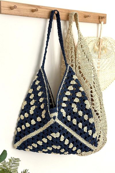 BECCASTYLE Straw Textured Raffia Summer Bag - Knitted Tote, Envelope and Shoulder Bag