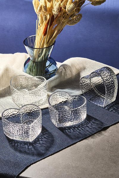 Perotti Noemi 4-Piece Glass Heart Magnolia-Snack Bowl