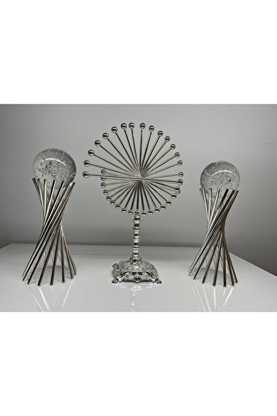 asellus 3 'lü Lüks ve Şık silver Spiral Burgulu set Masa Dekoru - Modern Tasa...