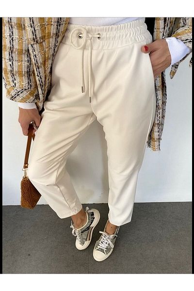 Kese Pijama Leather Trousers - Lace-Up Waist, Knee Stitching Detail